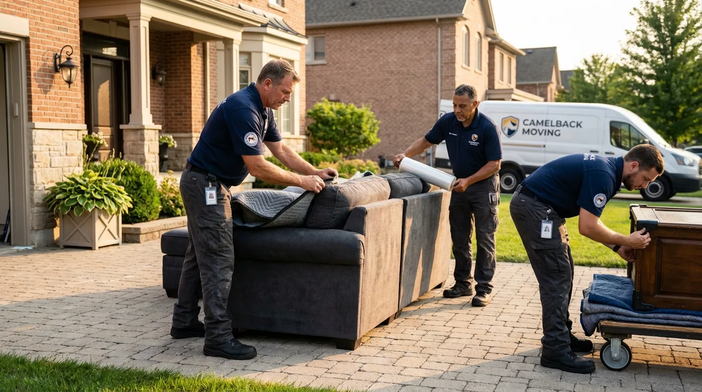Large estate moving crew wrapping furniture in Jasonville, IN